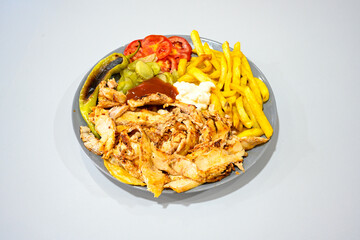 Meat Chicken Doner, between bread (Turkish Name : ekmek arasi et doner, tavuk doner, Gobit ekmek arasi, Turk kebabi)
