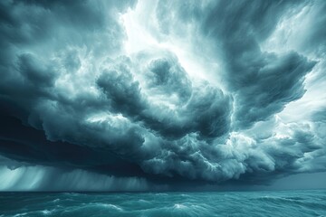 A large cloud floating above a calm body of water