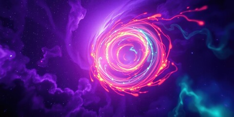 Cosmic Vortex Abstract swirling nebula with vibrant, luminous energy streams and a central radiant ring