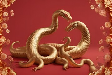 Fototapeta premium ia generated. Chinese New Year celebration. Chinese culture. Snake