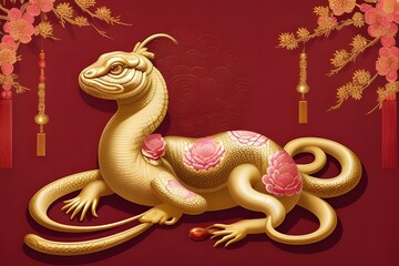 Fototapeta premium ia generated. Chinese New Year celebration. Chinese culture. Snake