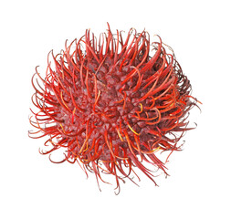 Naklejka premium Delicious ripe rambutan isolated on white. Exotic fruit