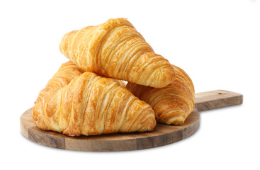 Tasty fresh croissants isolated on white. Puff pastry