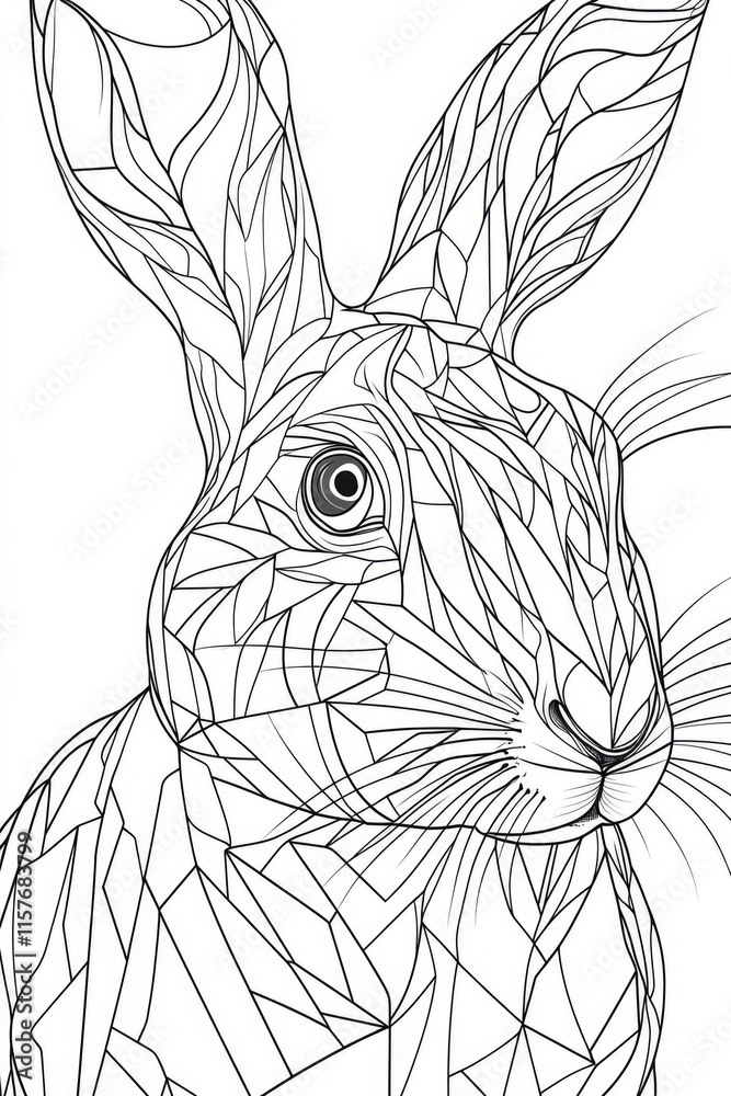 Poster a simple illustration of a rabbit in monochrome tones