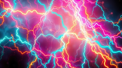 Obraz premium Abstract Neon Lightning Bolts Background Image with Vibrant Colors