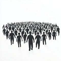 Naklejka premium A diverse crowd of black silhouettes representing unity and community.