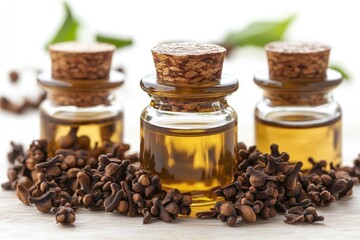 A bottle of coffee beans placed alongside a pile of whole coffee beans, perfect for use in still life photography or commercial settings