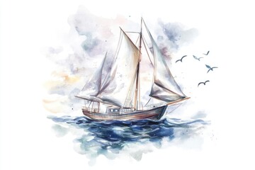 A sailboat gliding smoothly through the ocean, suitable for travel or leisure concepts
