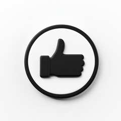 Stylized black thumbs up icon on a clean white background, symbolizing approval and positivity.