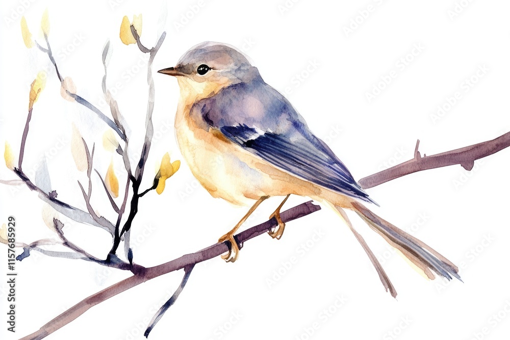 Poster a bird sits calmly on a branch, surrounded by nature