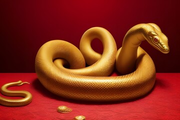Obraz premium ia generated. Chinese New Year celebration. Chinese culture. Snake