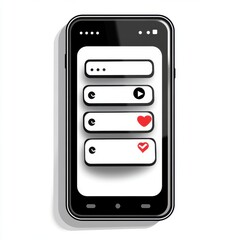 A sleek black smartphone displaying a modern messaging interface with playful icons, perfect for digital communication.