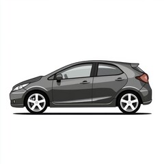 Naklejka premium Stylish gray hatchback car illustration showcasing a sleek design and modern features.