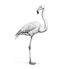 Fototapeta premium Illustration of a flamingo standing gracefully with ample copy space for creative placement. Generative AI