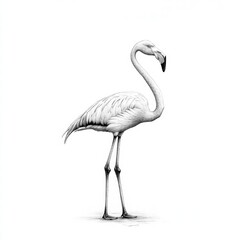 Obraz premium Illustration of a graceful flamingo standing tall with ample copy space for text or branding. Generative AI