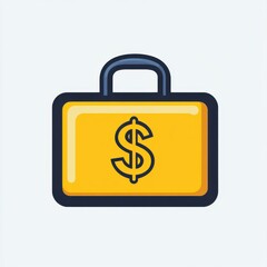 A vibrant yellow briefcase with a dollar sign, symbolizing financial success and wealth.