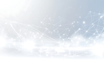 An abstract digital banner featuring a data connection theme in white and grey colors



