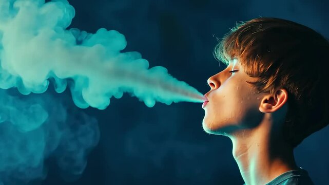 Portrait of a young man smoking, conveying themes of youth, addiction, rebellion, or relaxation, set in an outdoor environment.