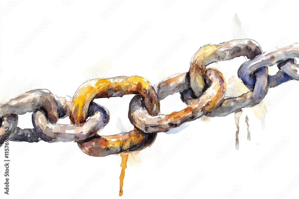 Poster a delicate illustration of interconnected chain links
