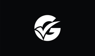 Logo design template of letter G combination with check mark, 