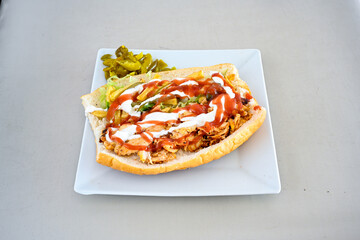 Meat Chicken Doner, between bread (Turkish Name : ekmek arasi et doner, tavuk doner, Gobit ekmek...