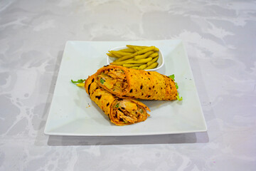 Meat Chicken Doner, between bread (Turkish Name : ekmek arasi et doner, tavuk doner, Gobit ekmek...