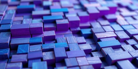 Abstract Purple Wooden Block Array A Textured Background of Irregularly Stacked Cubes
