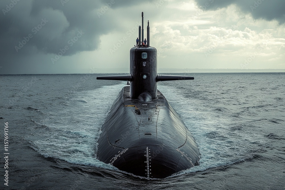 Poster a submarine underwater, suitable for use in scenes about exploration or adventure