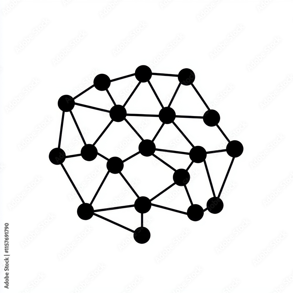 Poster abstract representation of a neural network, featuring interconnected nodes on a clean background.