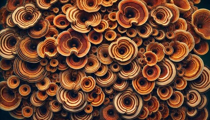 Nature's Spiral Symphony - Golden Fungi Ensemble