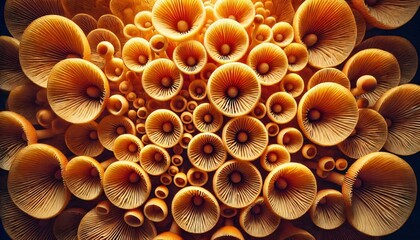 Golden Fungi Symphony - Nature's Abstract Art