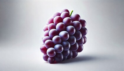 Single Bunch of Purple Grapes on a White Background