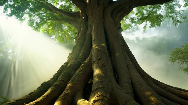 Creating a dramatic scene of a banyan tree