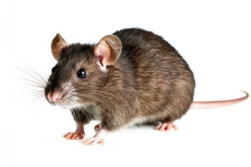 A brown rat perched on a white surface