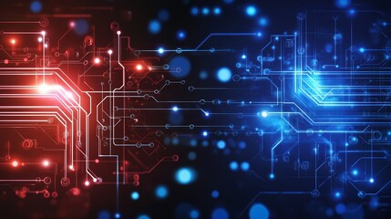 Obraz premium Abstract technology background with red and blue circuit board.
