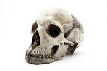 A close-up shot of a skull on a white background, suitable for use in various contexts such as Halloween-themed designs or illustrations