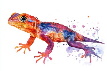 Fototapeta premium A watercolor painting of a lizard on a white background, great for illustrations and designs