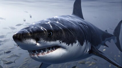 Naklejka premium shark in the sea