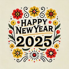 Obraz premium Elegant floral themed happy new year 2025