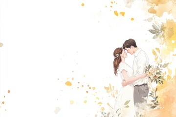 A pair of people standing side by side, looking in the same direction