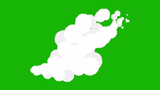 2D FX smoke, bike smoke motion graphics animation of cartoon smoke effects on green screen, chroma key, 4K 