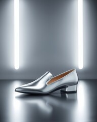 Polished Silver Low-Heel Pumps