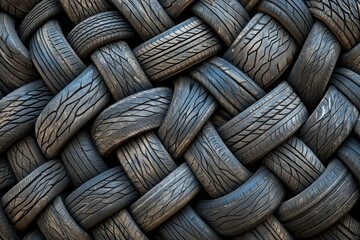 A tire is woven into a pattern