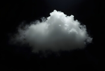Single Fluffy White Cloud Against Dark Background Symbolizing Simplicity