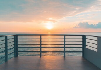 Obraz premium A beautiful view of the ocean with a sunset in the background