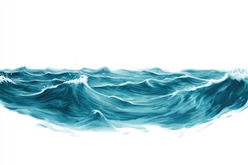 A large ocean body with waves and horizon