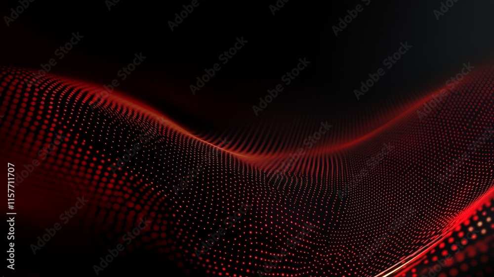 Poster Abstract red digital wave background.