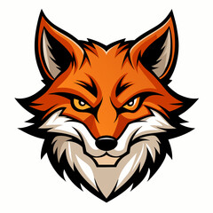 Angry Fox Head Silhouette Vector on White