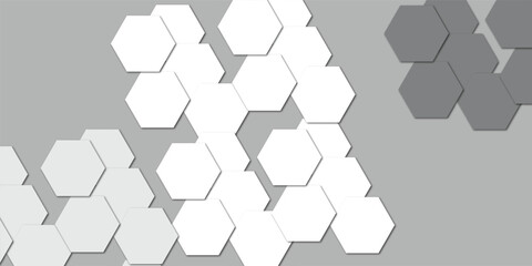 Geometric technology white hexagon background. Abstract vector illustration Science technology and medical concept hexagon on greu colour  background

