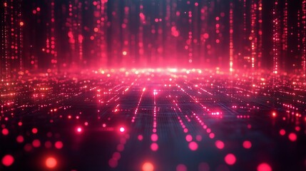 Fototapeta premium Vibrant Digital Matrix with Intense Glowing Particle Streams